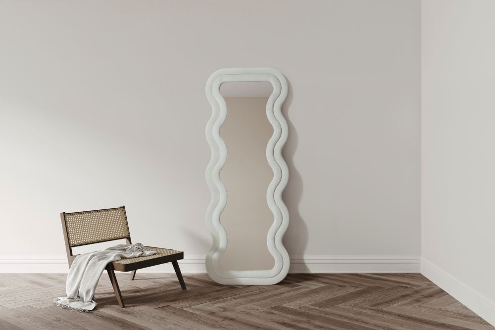 Undor Kadife Beyaz Boy Aynası